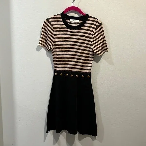 Sandro “Redlake” metallic striped mini dress 1/S - Picture 4 of 6
